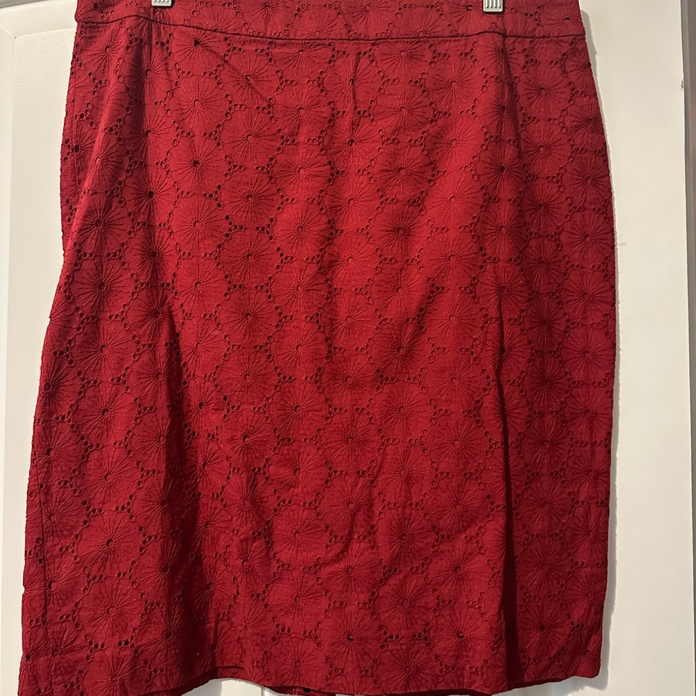 Red J. Crew Pencil Skirt